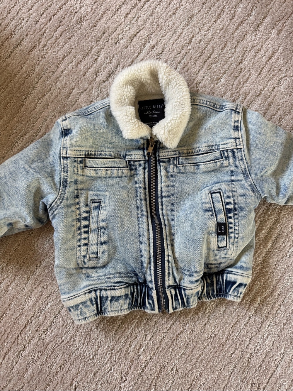 Little Bipsy Light Wash Sherpa Collar Denim Jacket - Light Blue
